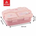 ATTRO Smiley Bite Plastic Lunch Box – 3 Compartment Bento Tiffin, Leak-Proof & Durable, Plastic Spoon, Ideal for Kids, School, Picnic– 1220ml+200ml, Peach 4