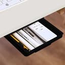 QARA (31 x 18.5 inches Wood Wall Mounted Round Corner Folding wall Study Table with Cup Holder | Wall Mount Table with Drawer | Foldable Laptop Desk for Home and Office Computer- White 3