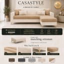 CASASTYLE Noviq 4 Seater L Shape Sofa Set with Movable Ottoman | Flexible Left or Right Layout | Cozy Velvet Fabric | Soft Touch Seating | Modern Designer Sofa for Living Room (Dark Grey-Light Grey) 4