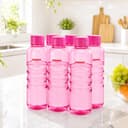 Nayasa Revello 1000 ML Pet Plastic Fridge Water Bottles Set of 6 | BPA Free | Leak Proof | Airtight Lid | Pink 1