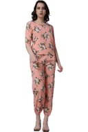 POPWINGS Casual Printed Top and Joggers Set for Women || Stylish Summer Co-Ords Set for Women || Round-Neck Top and Joggers Combo Set for Women 1