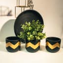 TrustBasket Terra Craze Small Clay Flower Pots Set of 3 | Black & Gold Terracotta Clay Flower Pot | Mud Plant Container | Handmade Pots | Gamla for Plants | Clay Pots for Plants | Indoor Outdoor Use 1