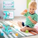 Musical Activity Bus Toy for Toddlers 1-3 Years Shape Sorter, Pull Along Toy, Xylophone, Bead Maze, Learning Bus with 7 Shape Blocks | Montessori Educational Toy for Boys & Girls 3