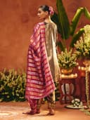 FIORRA Women Brown Ice Velvet Embroidered Kurta Set with Dupatta 2