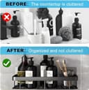 iSTAR Self-Adhesive Wall Mounted Bathroom Shelf | No-Drill Space-Saving Storage Organizer Stand | Multipurpose Shower Caddy for Bathroom Accessories, Kitchen, Hotel, Home (Pack of 2, Black) 3