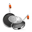 Stahl Artisan 3 Piece Triply Stainless Steel Cookware Set, Artisan Triply Kadhai 24cm + Artisan Triply Fry Pan 24cm with SS Pro Lid | Induction & Gas Compatible | Cookware Combo for Frying & Cooking 3