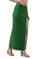 POPWINGS Casual Solid Self Design Rib Long Slit Skirt for Women - Latest Stylish Summer Skirt 3