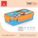 ATTRO Treat Time Stainless Steel Insulated Lunch Box with Inner Steel Body, Airtight 4-Side Lock Lid, Leakproof Silicone Seal, Small Container-560ml+150ml-Football Champ Blue 3