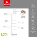 ATTRO Crystal 600ml Plastic Water Bottle BPA Free Leakproof, Fridge Safe with Time Marker to Track Hydration, Encourages Water Intake Set of 4- Transperent Clear 2