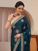 Libas Embellished Tissue Saree for Women With Unstitched Blouse Piece | Traditional Saree for Party & Wedding 5