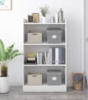 Enigmatic Woodworks Wooden Large Open Bookshelf Multipurpose for Home Rack Showcase Organizer for Living Room I Study Room I 4-Tier I Finish-Suede DIY (White) 61x24 x 91 cm 1