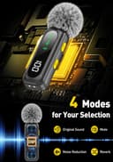 VELOMAX Mic for YouTube Wireless, Wireless Mic for YouTube with One-Click Noise Cancellation, Microphone for Vlog Recording, Magnetic Clip-on Mic with Battery Display, 98ft Transmission for Youtuber 4