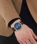 Hugo Boss Leather Skymaster Analog Blue Dial Men's Watch-1513940, Band Color-Brown 4