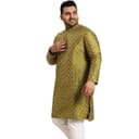 SOJANYA Plus (Since 1958), Men's Navy Blue Silk Blend Long Kurta with Multi Color Embroidery 2
