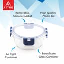 ATTRO Glassox Borosilicate Round Glass Lunch Box with PP Snap Lock Lid Food Storage Container Microwave & Freezer Safe Food-Grade Leak-Proof 400ml Set of 2, White 2