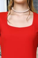 POPWINGS Casual Solid Square Neck Short Sleeves Knee-Length Bodycon Dress for Women || Stylish Trendy Western Summer Wear Women Dress 5