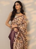 Libas Printed Silk Blend Saree With Unstitched Blouse Piece 2