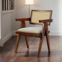 VeLivings Solid Sheesham Wood Arm Chair with Cushion and Cane Back Support Chair Living Room Bedroom Home Wooden Armchair Furniture Garden Balcony Outdoor & Indoor (Honey Brown) 1