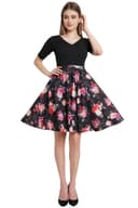 POPWINGS Women Casual Black & White Sleeveless Printed Knee Length Bodycon Dress 1
