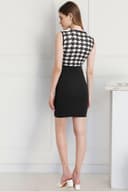 POPWINGS Women Casual Black & White Sleeveless Printed Knee Length Bodycon Dress 5