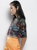 SASSAFRAS Black Text Print Boxy Crop Top 3