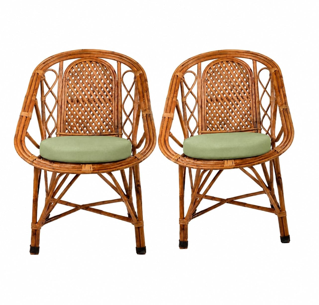 Cane Crafts Premium Bamboo Chairs | Kursi | Chairs for Living Room, Home, Dining Room, Bedroom, Kitchen, Office, Outdoor (Set of 2)