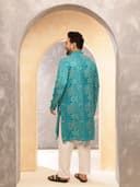 SOJANYA Plus (Since 1958) Men's Cotton Blend Sanganeri Printed Long Kurta 3