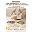 2750ml Stainless Steel Lunch Box with Insulated Bag | 3-Layer Thermal Tiffin Box, Leak Proof Food Container, Microwave & Dishwasher Safe Steel Inner, Office, School, Travel – Cream 3