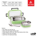 Attro Click Style Stainless Steel Insulated Airtight Leak-Proof Lunch Box for Office, School, Picnic, 800 Ml - Green 4