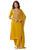 Libas Gerua Womens Embellished Silk Blend Straight Kurta With Trousers and Dupatta | ethnic wear | bridal suit | wedding dress | occasion wear 1