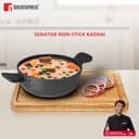 Bergner Senator Die-Cast Non-Stick Kadai With Glass Lid, 20cm, 2.5 Litres, , Black 2