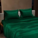 Stoa Paris Satin Bedsheet King Size with 2 Pillow Covers, 300TC Premium Bedsheets King Size, Home Decor,Ultimate Comfort, 274 cm x 228 cm,Date Night - Emerald Green 3