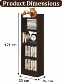 Enigmatic Woodworks Wooden Open Bookshelf Multipurpose for Home Rack Showcase Organizer for Living Room I Study Room I 5-Tier I Finish-Suede DIY(Wenge) 33 * 24 * 121 CM 2
