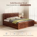 WOODLAB Furniture Solid Sheesham Wood Niwar Queen Size Bed with Hydraulic Storage Wooden Double Bed Furniture Palang for Bedroom Living Room Home (Honey Finish) 3