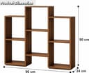 Enigmatic Woodworks Wooden Bookshelf 6-Tier, Large Open Bookcase Storage Rack Organizer for Home, Living Room & Study, DIY Assembly,Walnut Suede Finish, 24 x 90 x 90 cm 2