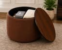 Elegent Round Coffee Table with Wooden Top, Storage Ottoman Tables for Living Room, Centre Tables, Tea Tables, Farmhouse, Wood Drum Coffee Table (Brown) 2