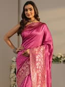 Libas Woven Design Silk Blend Saree for Women With Unstitched Blouse Piece | Traditional Saree for Party & Wedding 4