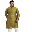 SOJANYA Plus (Since 1958), Men's Navy Blue Silk Blend Long Kurta with Multi Color Embroidery 1