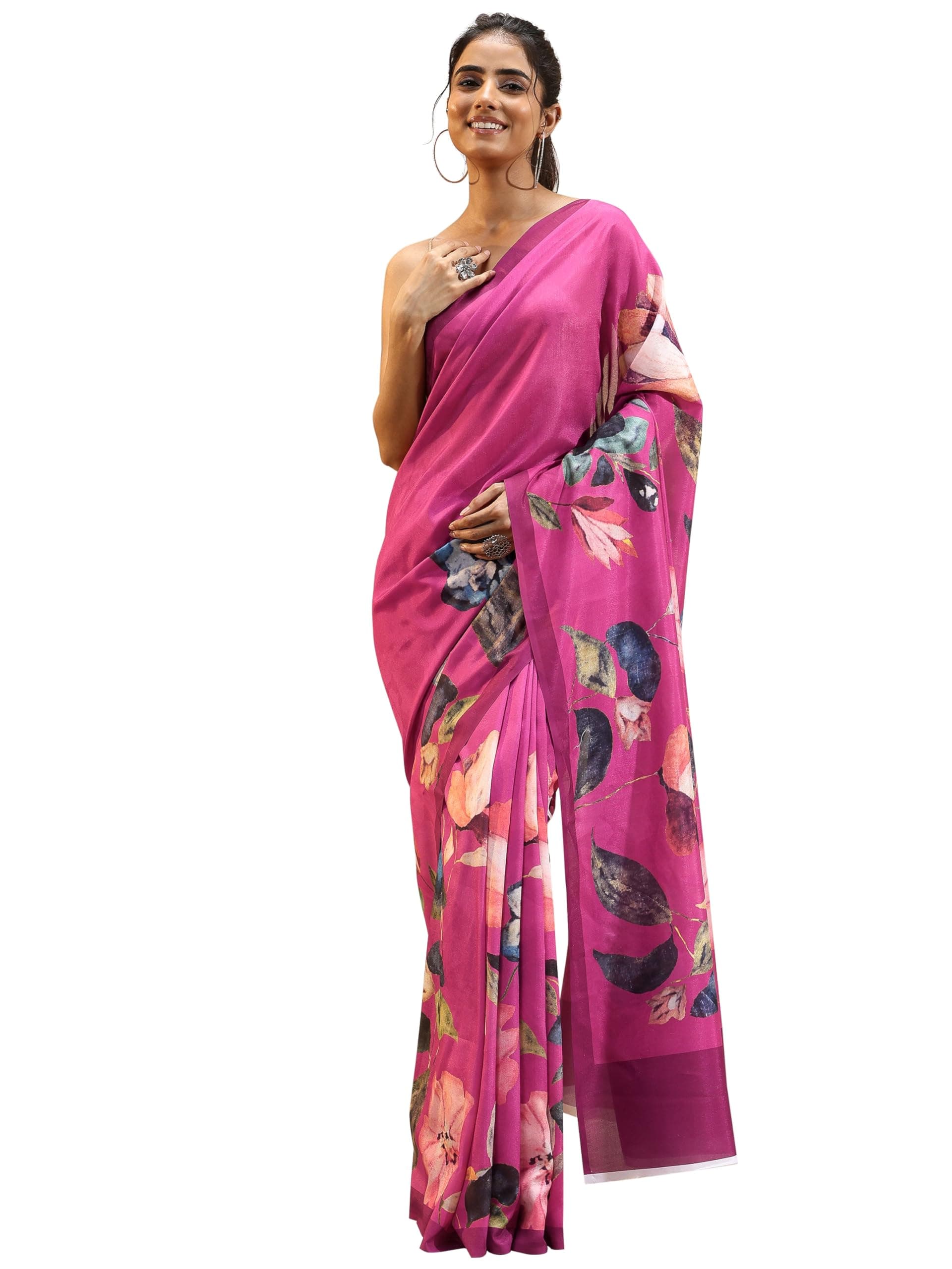 Libas Printed Silk Blend Saree for Women With Unstitched Blouse Piece | Traditional Saree for Party & Wedding