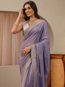 Libas Embroidered Satin Saree for Women With Unstitched Blouse Piece | Traditional Saree for Party & Wedding 4