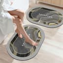 SITTELLA® 2 Pieces (3.5mm) Anti-Skid Water Soaking Marble Print Door Mat, Water Absorbent Mat (40X60Cm) Grey, Oval 1