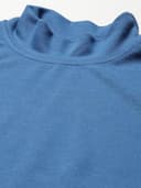 Blue Rib Side Slits Turtle Neck Long Top 2