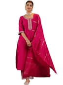 Libas Gerua Womens Yoke Design Silk Blend Straight Kurta With Trousers and Dupatta | daily wear suit 1