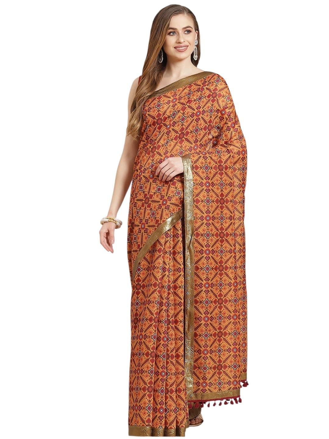 Shae by SASSAFRAS Women Patola Saree With Unstitched Blouse