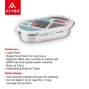 Attro Pluto Stainless Steel Lunch Box with 1 Small Container Airtight Leak-Proof Food Grade - Grey 540ml+170ml 2