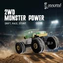Cockatoo-Kids Trailblazer 2WD Rechargeable Remote Control Car with App & Remote, Off-Road Monster Truck Toy for Boys Girls, Nitro Boost, Shock Absorber, Bluetooth Speaker, Fast USB Charging, Green 3