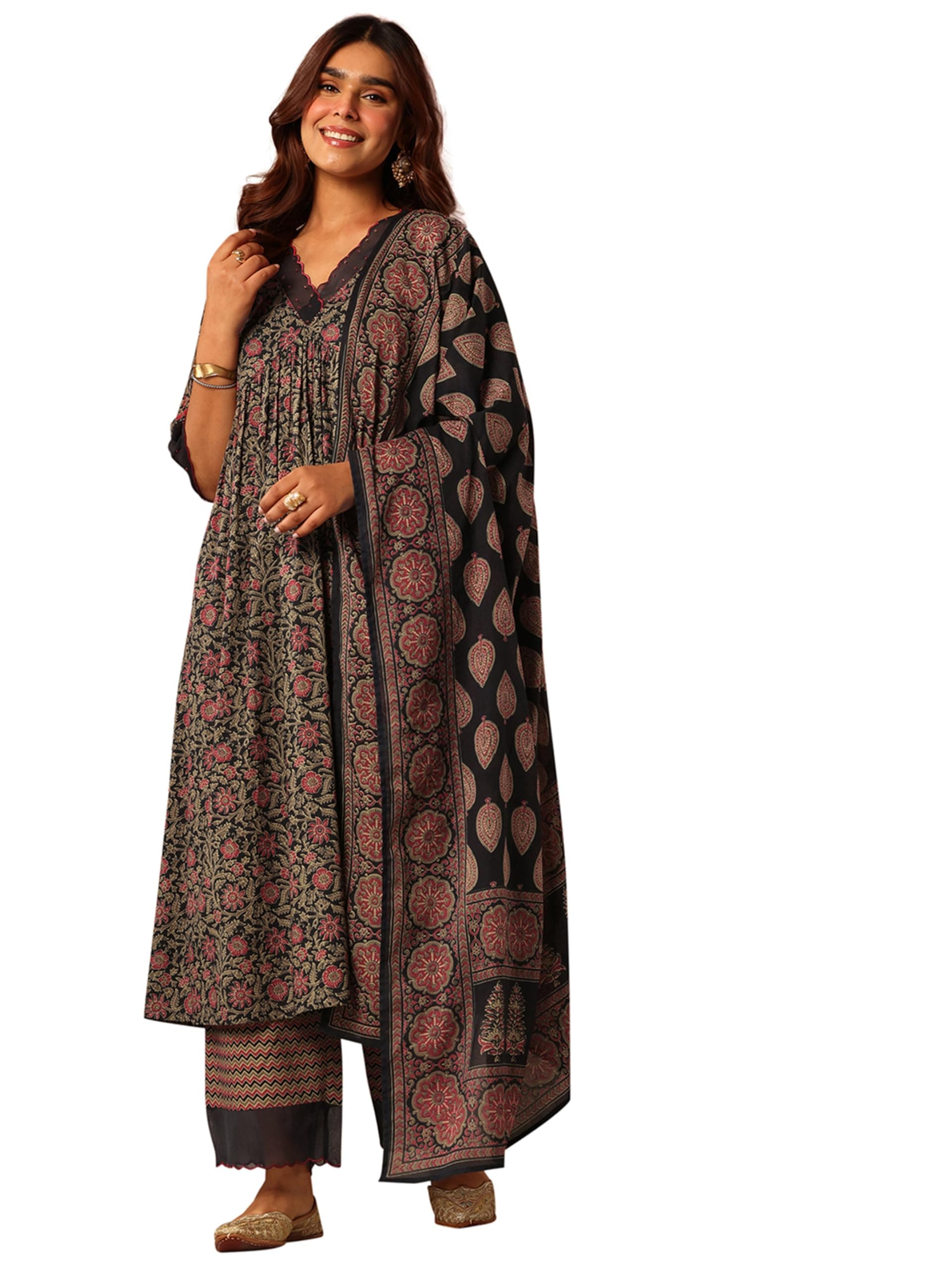 Libas Printed Cotton Blend Anarkali Kurta Set for Women | ethnic wear | bridal suit | occasion wear