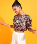 POPWINGS Women Casual Multi Color Animal Printed Satin Crop Top | Women Tops | Women Regular Tops | Women Tops | Women Stylish Tops 4