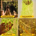 FLYNGO Artificial Leaf Curtain LED String Light, 200 LEDs, 8 Modes, Adjustable Brightness, Lights for Diwali Decoration, Home, Bedroom, Wedding, Party, Festive Decor (Warm White) 4