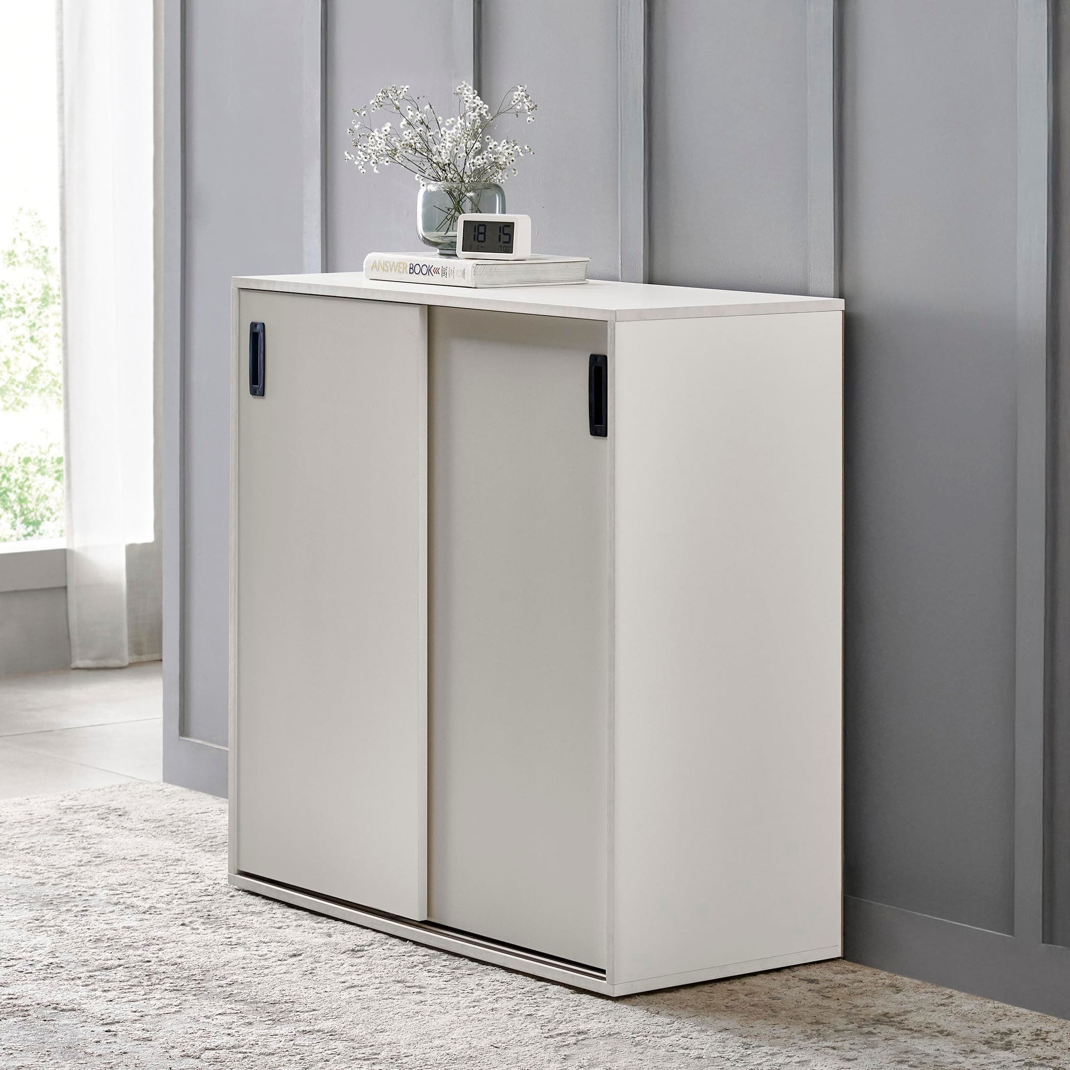 Home Centre | Helios Madison 2-Door Book Cabinet | Engineered Wood | White | 1 Year Warranty